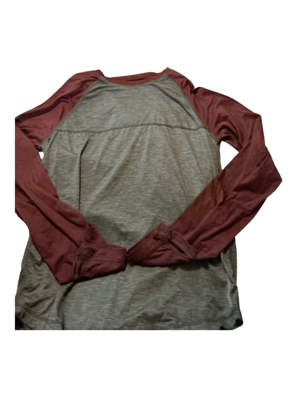 American Eagle Outfitters Two-Tone Long Sleeve Raglan - Gray & Burgundy